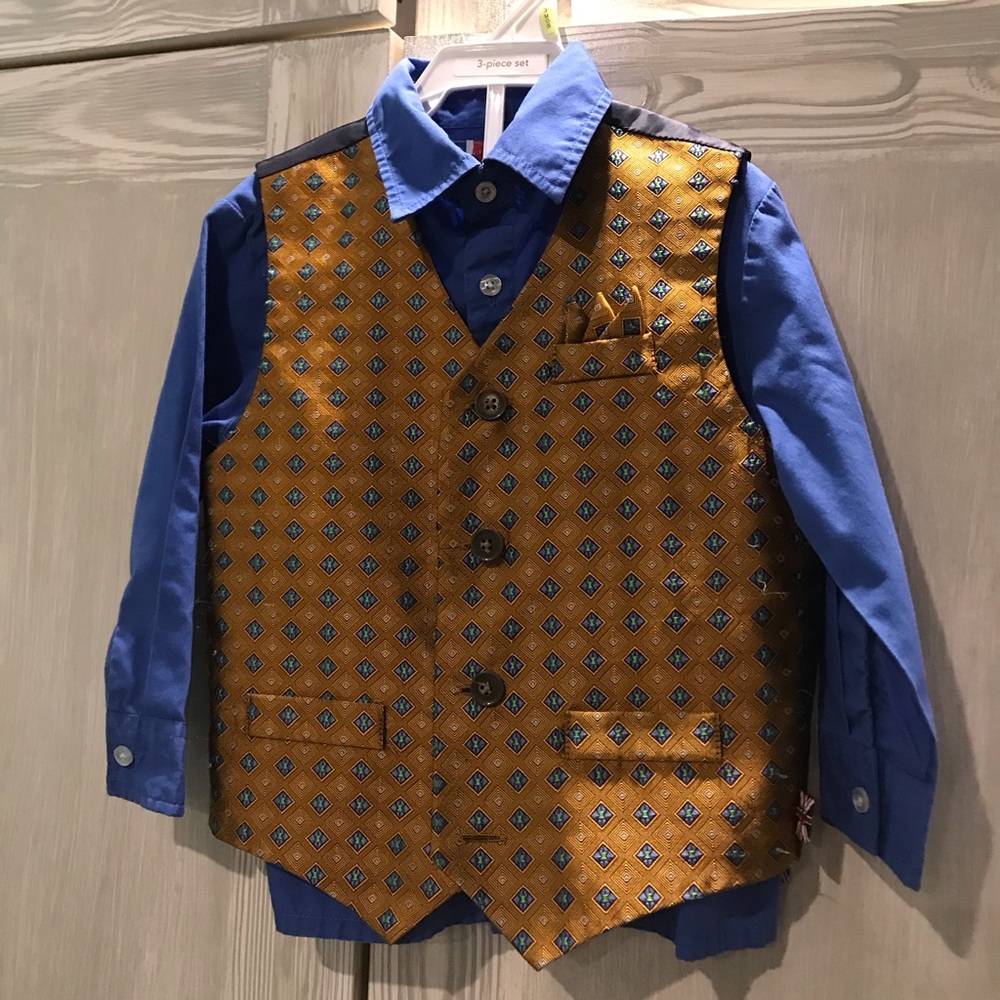 3T Boys Dress Shirt Vest Set English Laundry